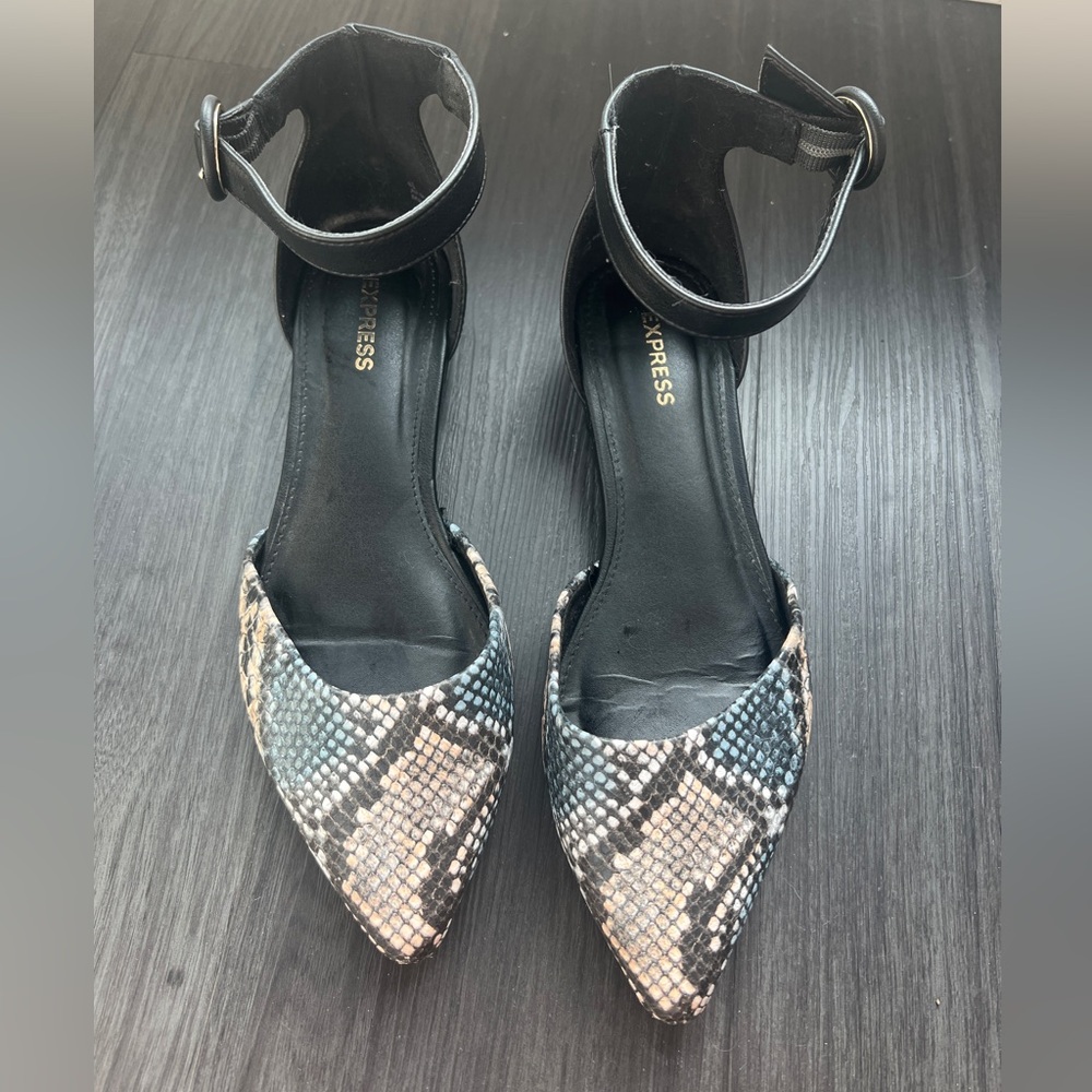 Express snakeskin flats